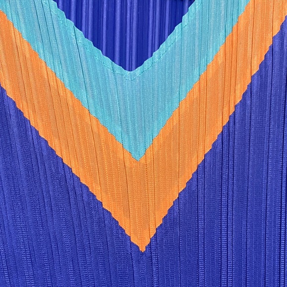 Current Air Blue Asymmetrical Dress with Orange and Green Accents - Picture 7 of 7